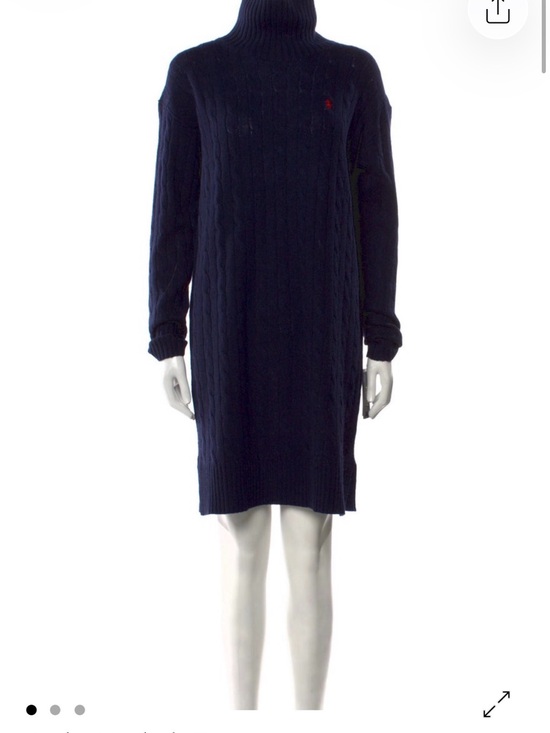 Ralph Lauren Dresses & Skirts - Polo Ralph Lauren Navy Cable-Knit Turtleneck Cashmere/Wool Blend Sweater Dress